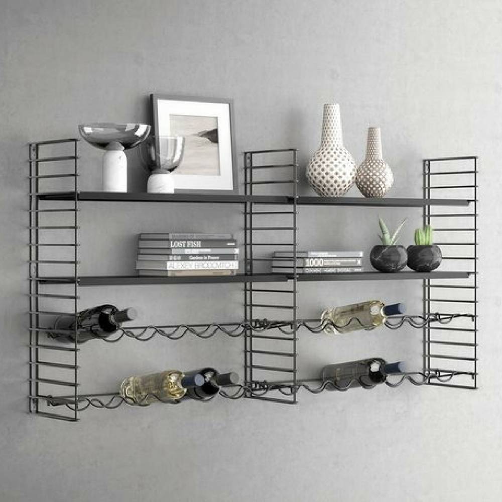 Wall Rack in Black for 12 Bottles